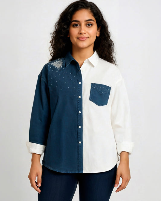 Blue & White Summer Shirt – Cool Design (M to XXL) | Limited 20 Pieces
