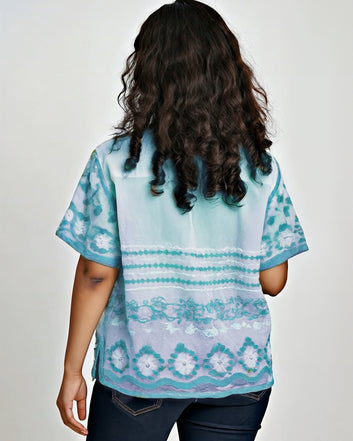 Uniquely Designed Cool Summer Shirt for Women – Blue & Green Prints (M to XXL) | Limited Stock