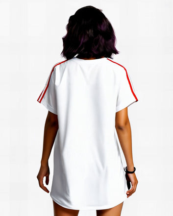 Trendy Short Denim Tunic – Red, White & Black (S to 3XL)