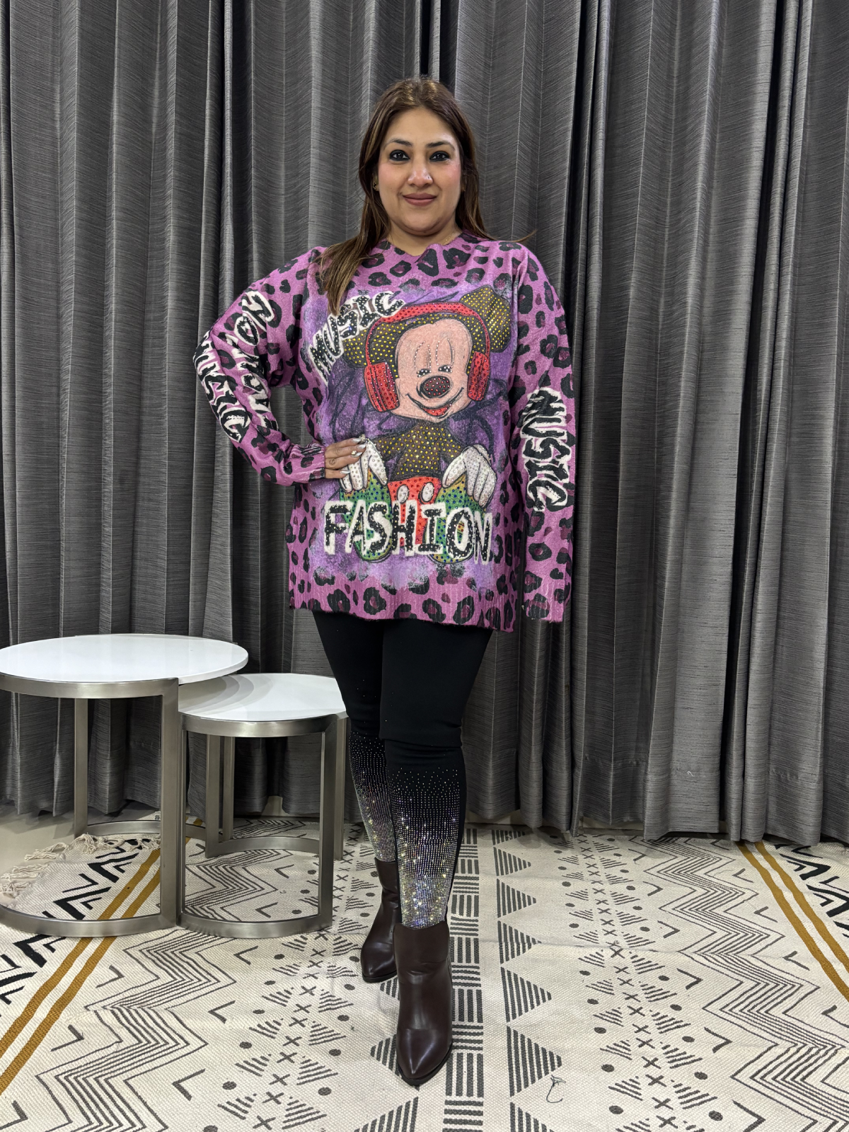 Pure warm pashmina top with swaroski work
