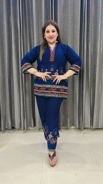 Half Sleeve Cotton Co-ord Set – Red & Navy (M to 2XL)