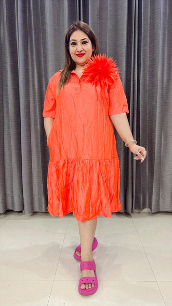 Comfort Fit Cotton Tunic – Yellow, Orange & Navy (Bust Size 40 to 48)